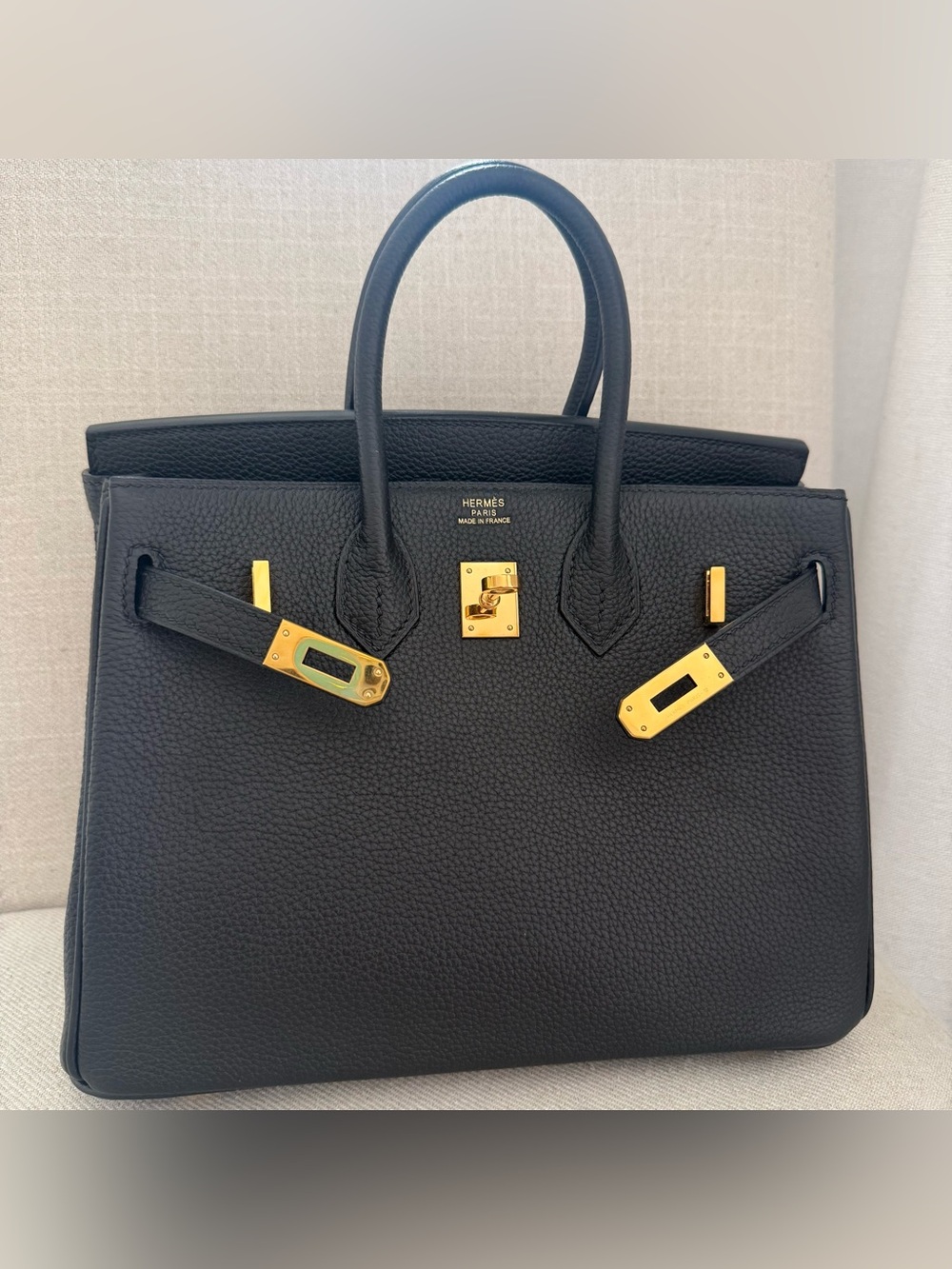Black Togo Leather with Gold Hardware